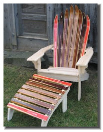 Wooden Nordic Ski Chair with matching footstool